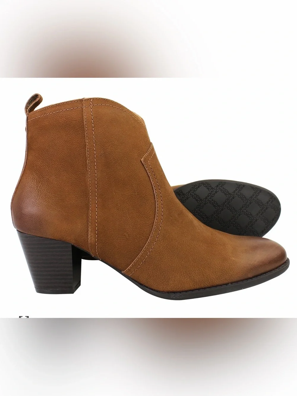 Vionic Raina Brown Leather Ankle Booties with Block Heel Size 6 NWOT